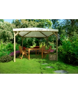 Gazebo da esterno "joy" in legno di pino massello e copertura in pvc, 3x3 metri